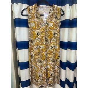 Michael Kors Yellow and Black Paisley Midi Dress NWT